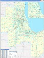 Chicago Naperville Elgin Metro Area Wall Map
